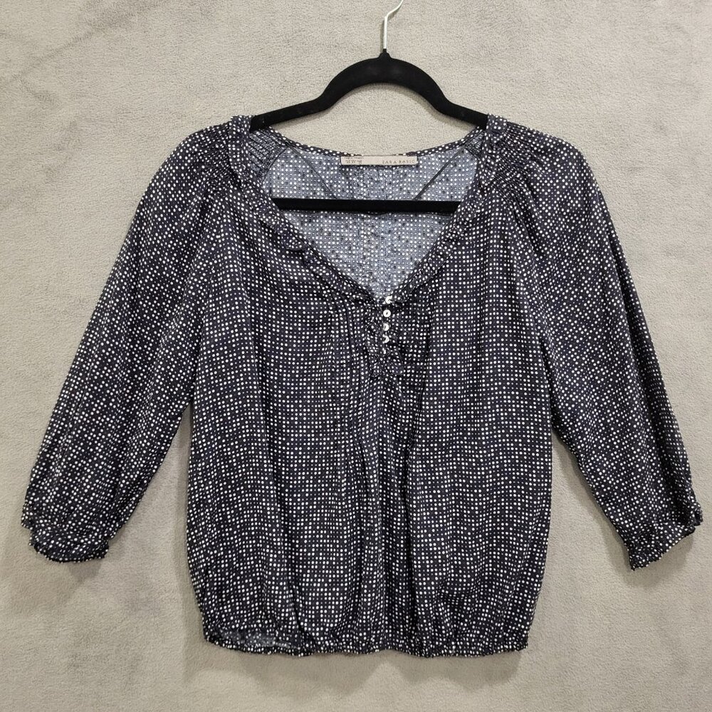Zara Basic‎ Blouse Women's Size XS Dot Professional Office Wear Classic